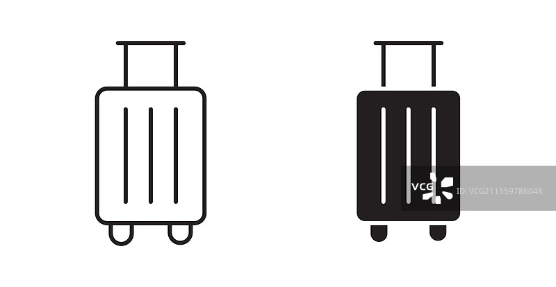 细线行李箱图标集，用于网页设计图片素材