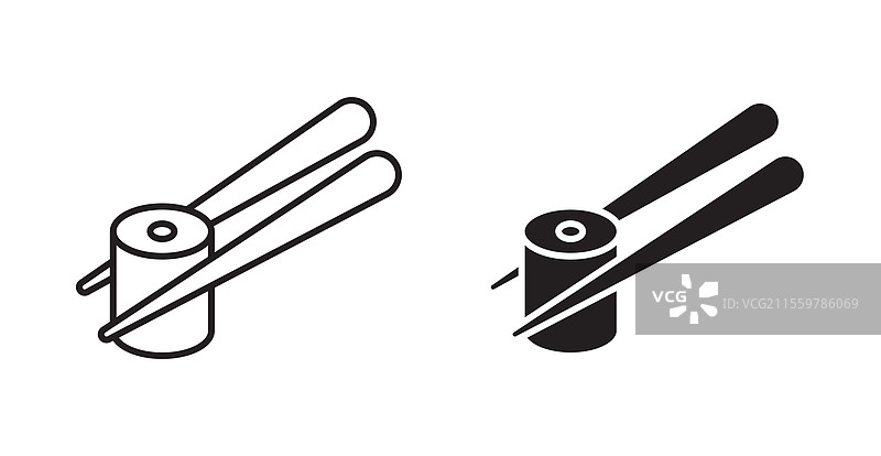 薄线风格的寿司图标集，用于网页设计图片素材