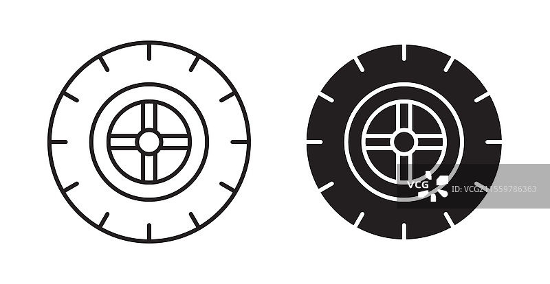 薄线轮胎图标集用于网页图片素材