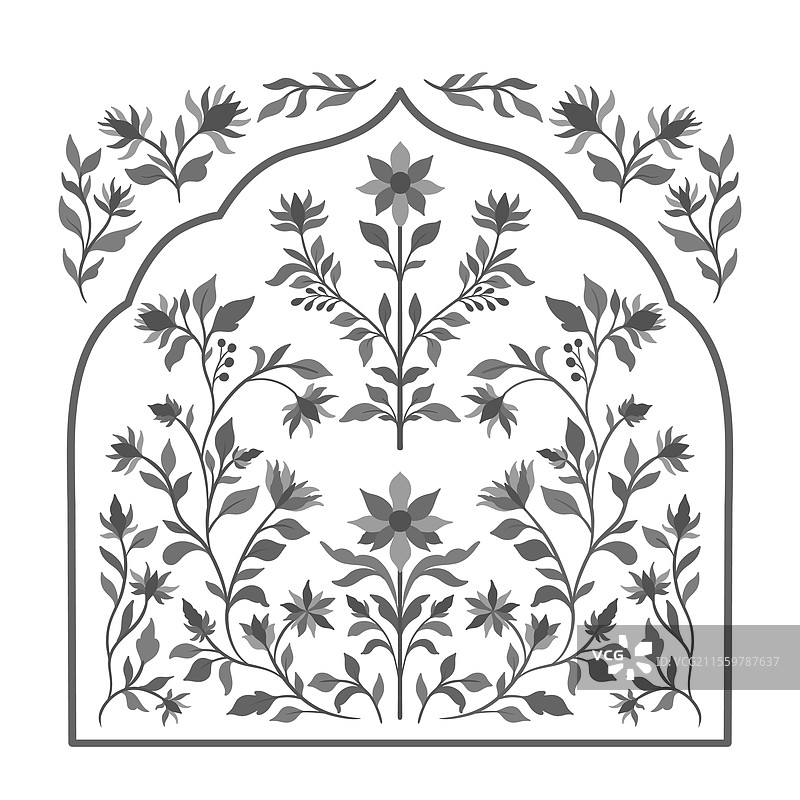 莫卧儿装饰性花卉复古图案图片素材