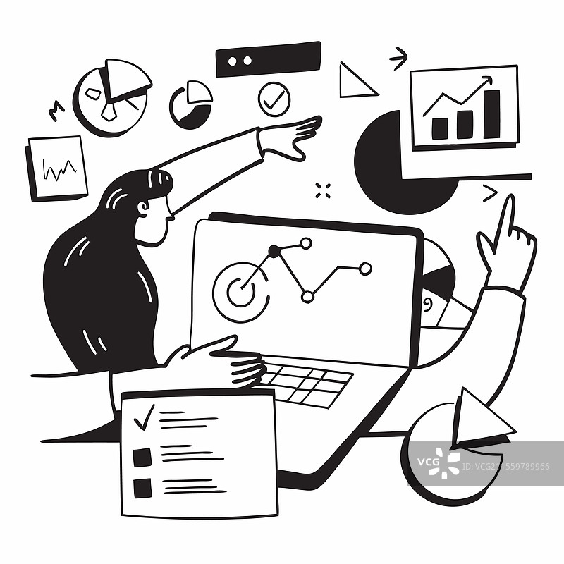 作为金融分析师的二维角色，专注于财务工作图片素材