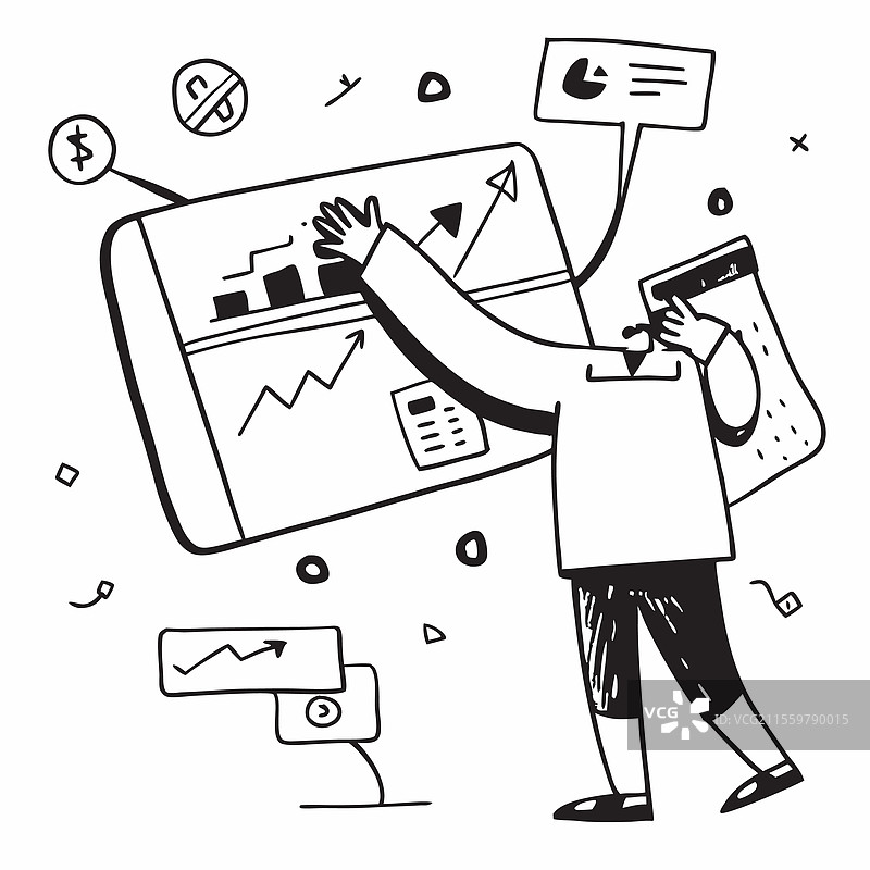 作为金融研究员开发预测模型的二维图像图片素材