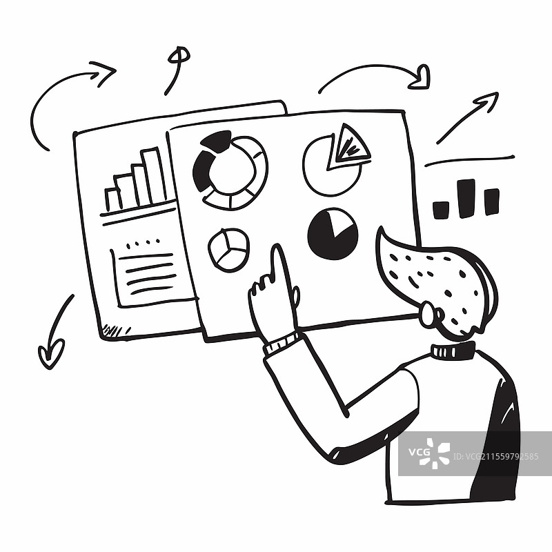 分析师与供应商评估图表的概念图片素材