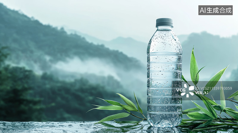 【AI数字艺术】青山绿水矿泉水图片素材