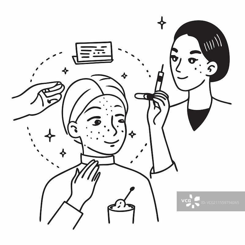 美容师正在进行胶原蛋白面部护理图片素材