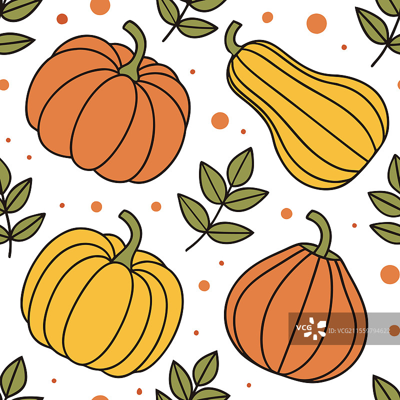 明亮的秋季丰收无缝图案图片素材