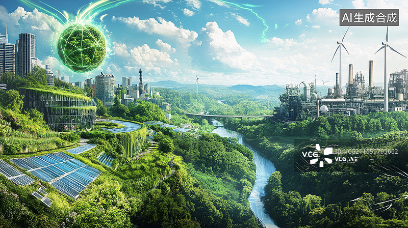 【AI数字艺术】绿色城市与可持续能源图片素材