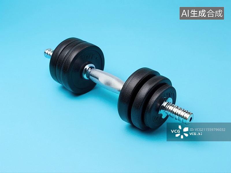 【AI数字艺术】蓝调哑铃：简约健身器械特写图片素材