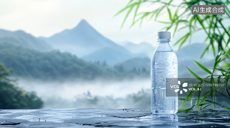 【AI数字艺术】青山绿水矿泉水图片素材