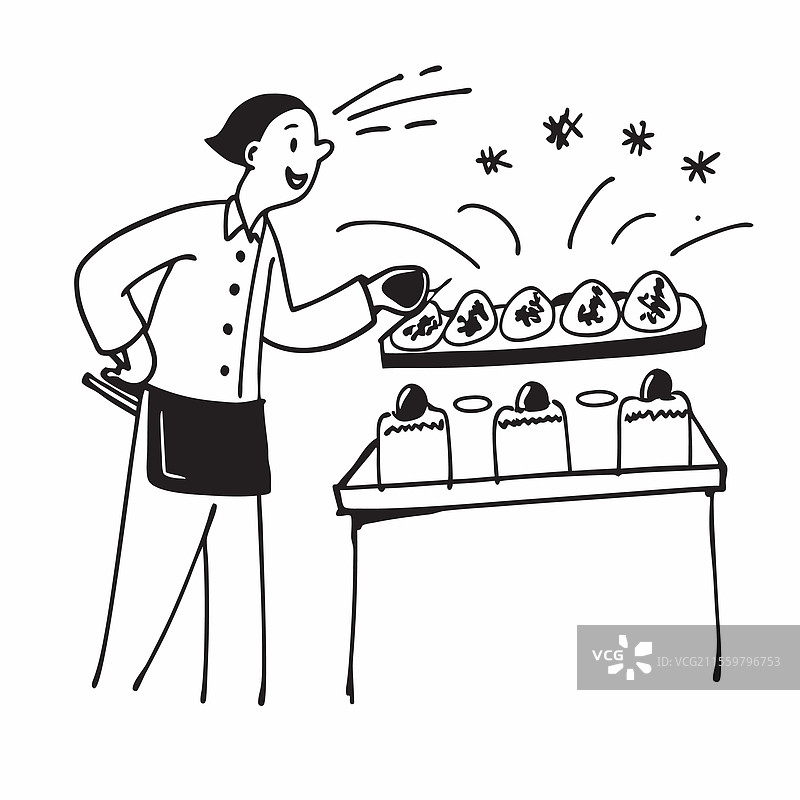 餐饮服务人员为世界安排光泽诱人的开胃菜图片素材