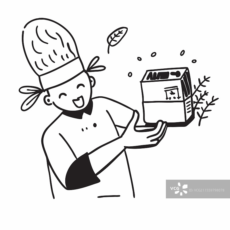 厨师展示植物基食品盒的样品图片素材