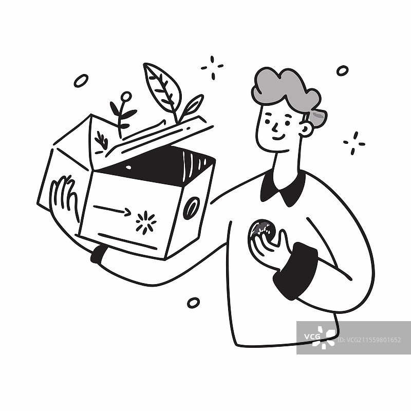 环保影响者展示一个植物模型图片素材