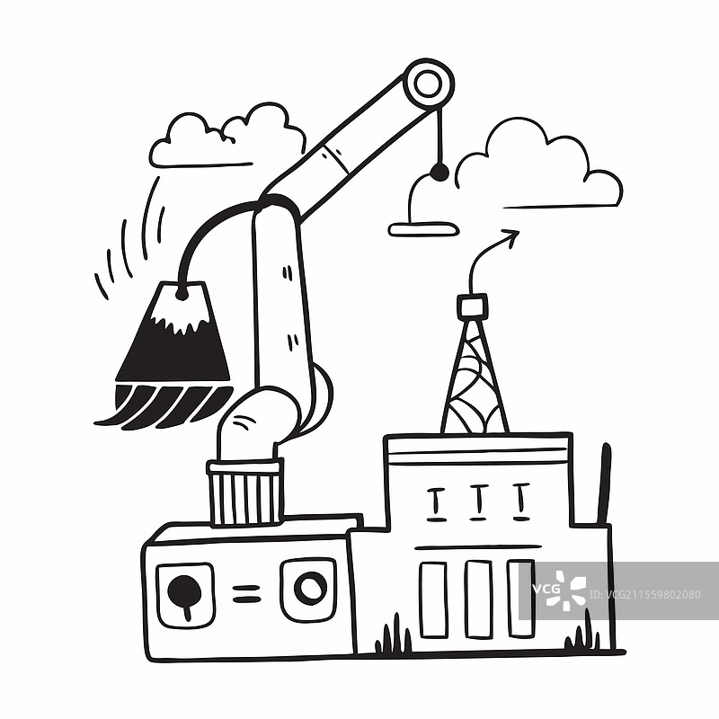 电动起重机和工厂布局概念图片素材