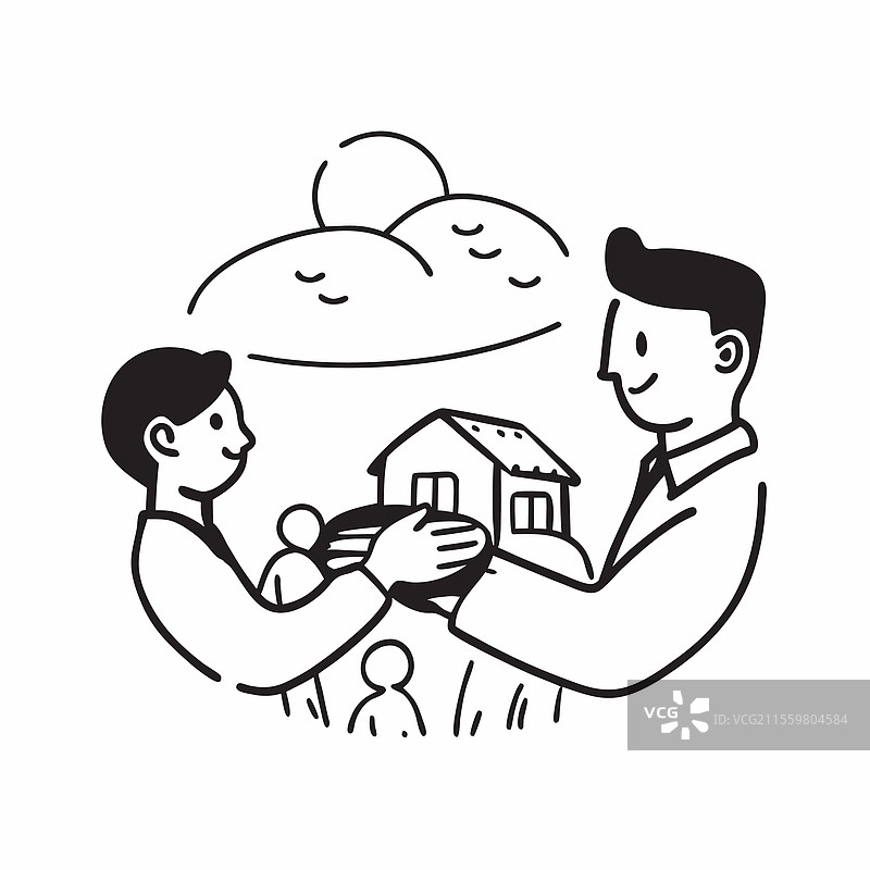 父亲与孩子们在农场的概念图片素材