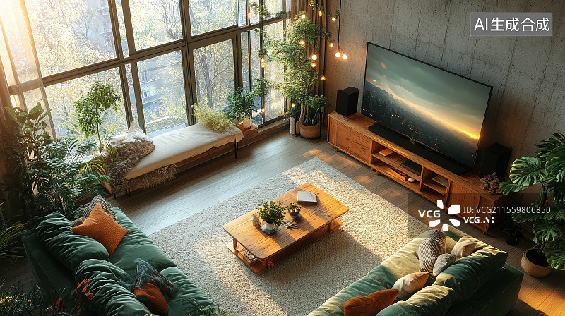 【AI数字艺术】现代loft客厅设计图片素材