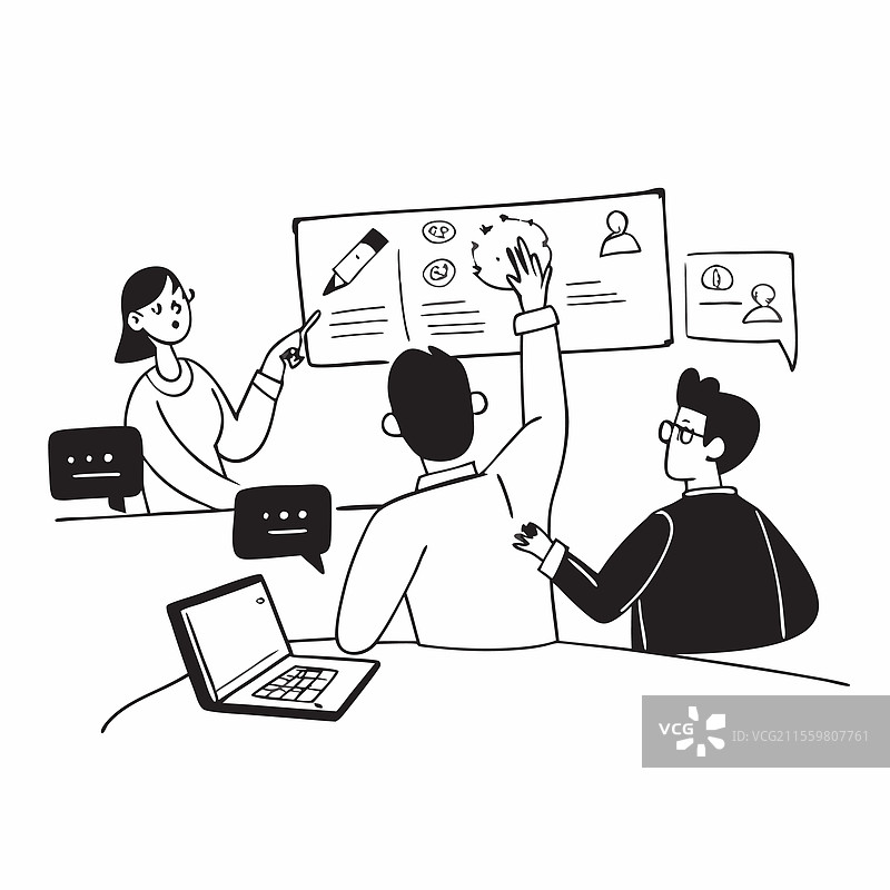 平面设计的项目经理领导混合团队图片素材