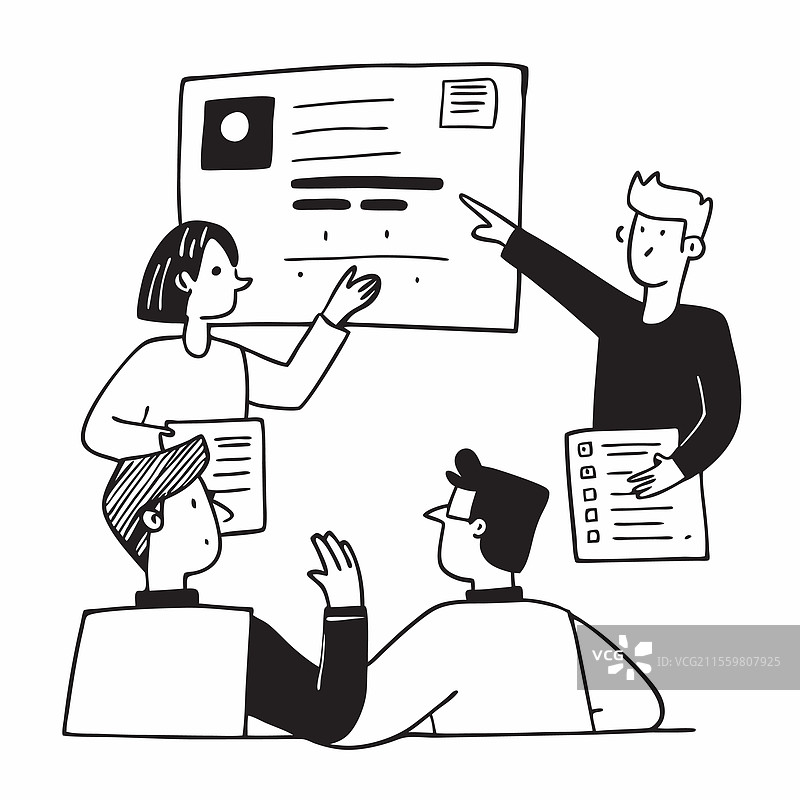 平面设计的项目经理在展示图片素材