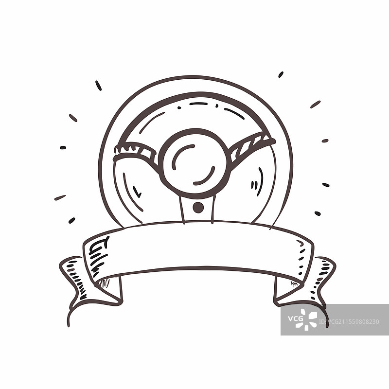 扁平设计的方向盘图标与文字图片素材