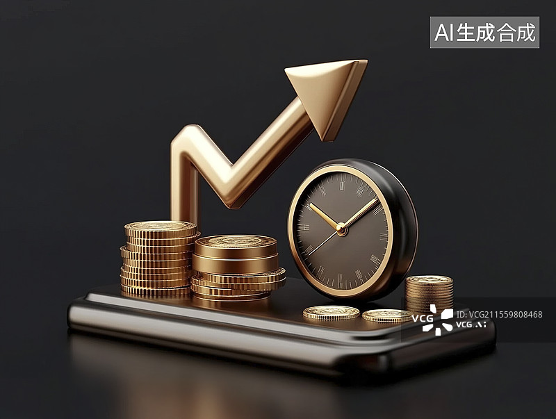 【AI数字艺术】时间管理与财富增长图片素材