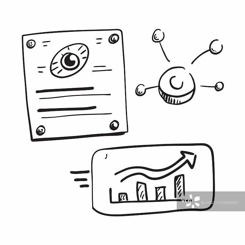 光滑发光的全息人工智能图标和分析图片素材