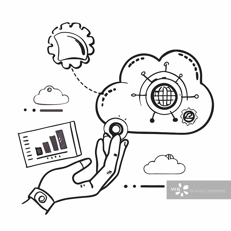 光滑发光的全息人工智能图标和云图标图片素材