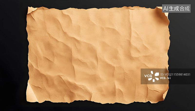 【AI数字艺术】皱纹纸张纹理的特写背景图片素材