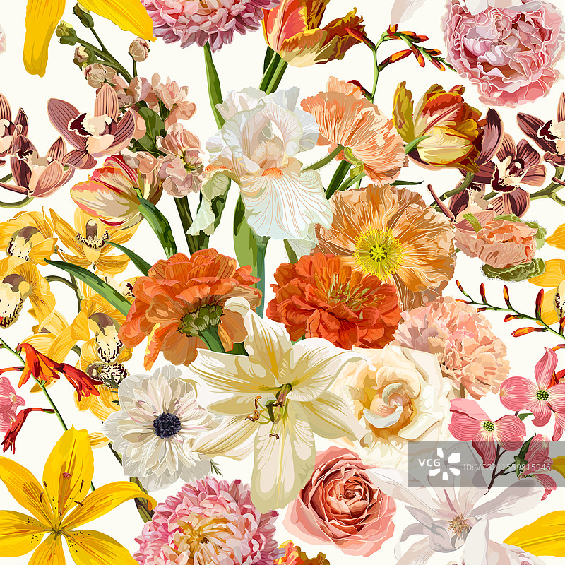 无缝花园花卉图案图片素材