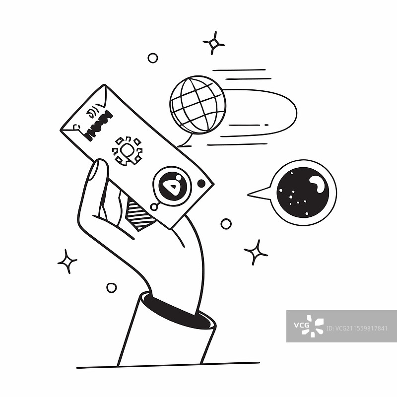 手握全息区块链和比特币图片素材