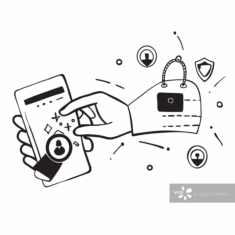 手握全息网络安全盾牌图片素材