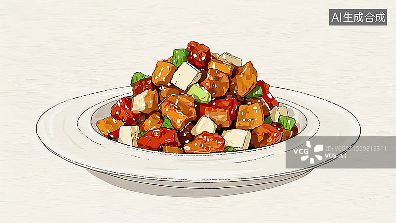 【AI数字艺术】宫保鸡丁餐饮美食图片素材