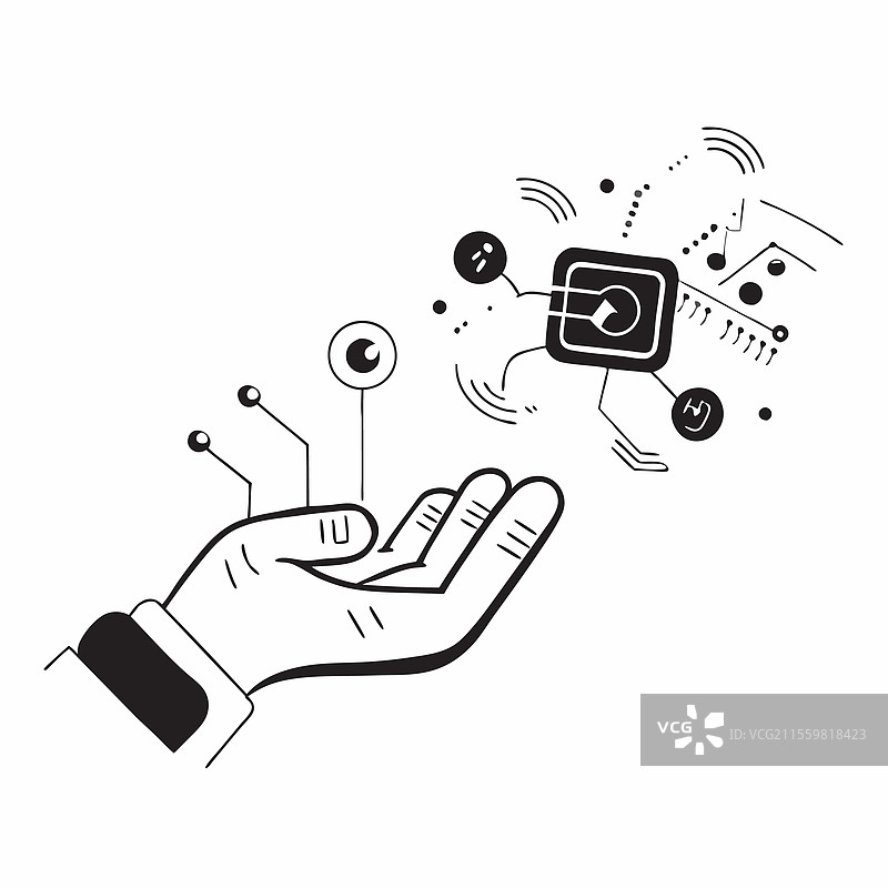 手握全息数字双胞胎和物联网图片素材