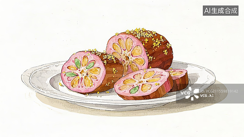 【AI数字艺术】桂花糖藕餐饮美食图片素材