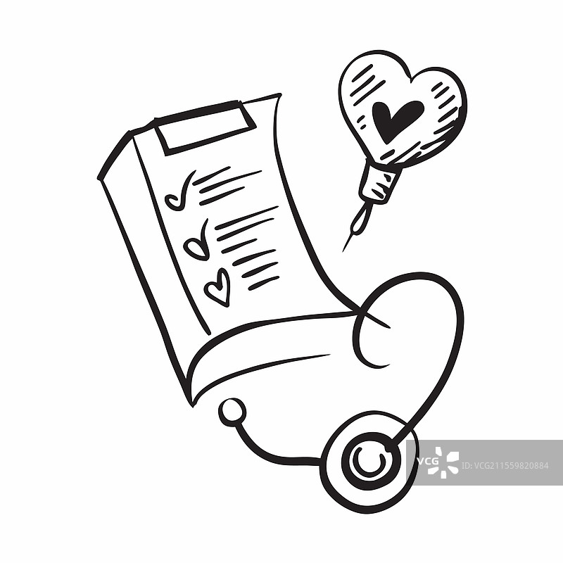 健康图表和笔与医疗记录文字图片素材