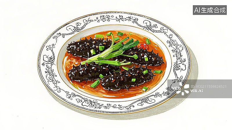 【AI数字艺术】葱烧海参餐饮美食图片素材
