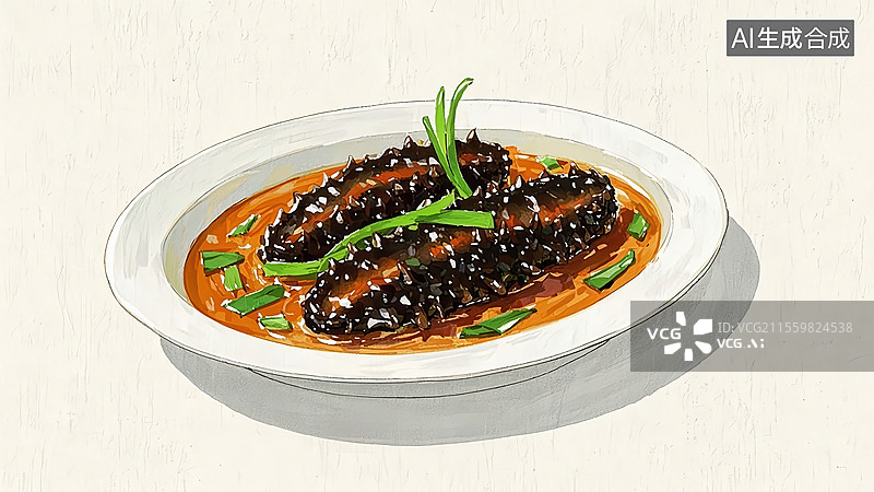 【AI数字艺术】葱烧海参餐饮美食图片素材