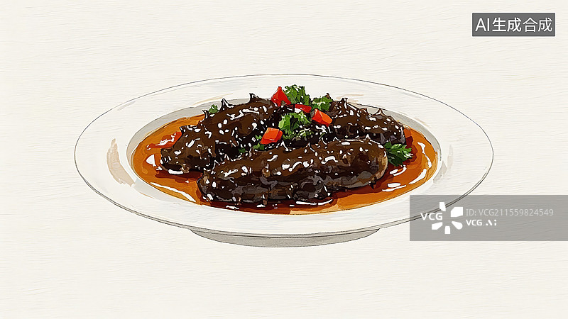 【AI数字艺术】葱烧海参餐饮美食图片素材
