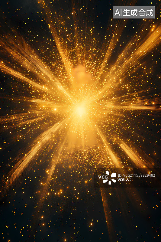 【AI数字艺术】金色光芒爆发图片素材