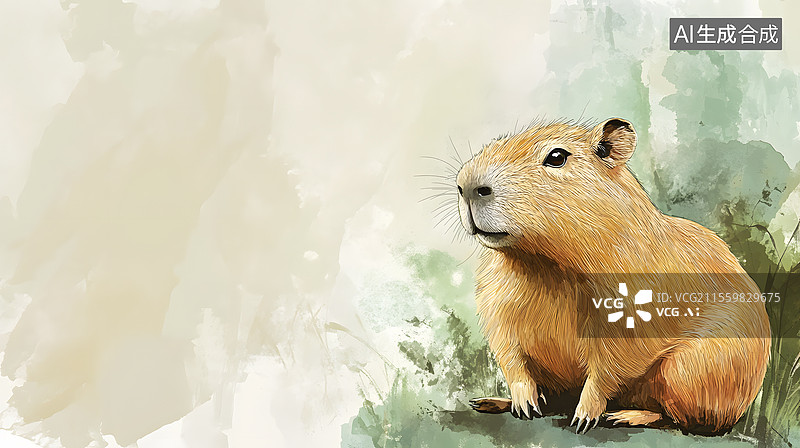 【AI数字艺术】2D卡通右下 水豚动物皮卡巴拉图片素材