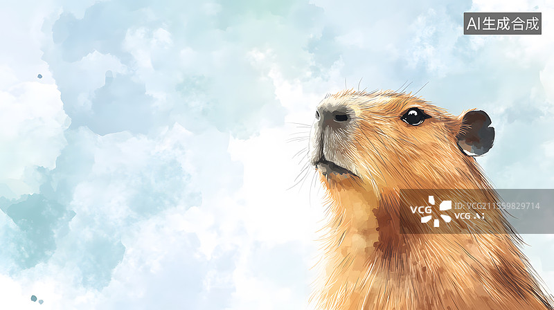 【AI数字艺术】2D卡通右下 水豚动物皮卡巴拉图片素材