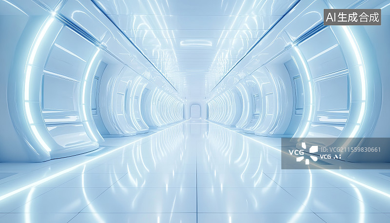【AI数字艺术】未来感科技风的科幻通道图片素材