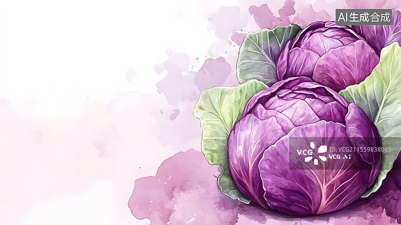 【AI数字艺术】2D卡通居右 紫甘蓝图片素材