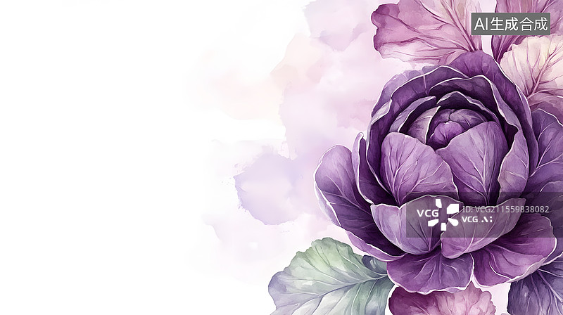 【AI数字艺术】2D卡通居右 紫甘蓝图片素材