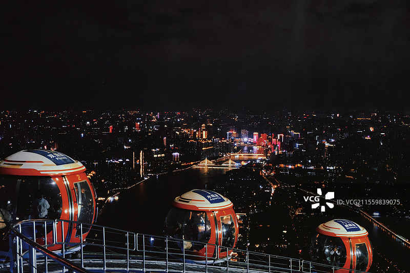 广州 广州塔 摩天轮 夜景图片素材