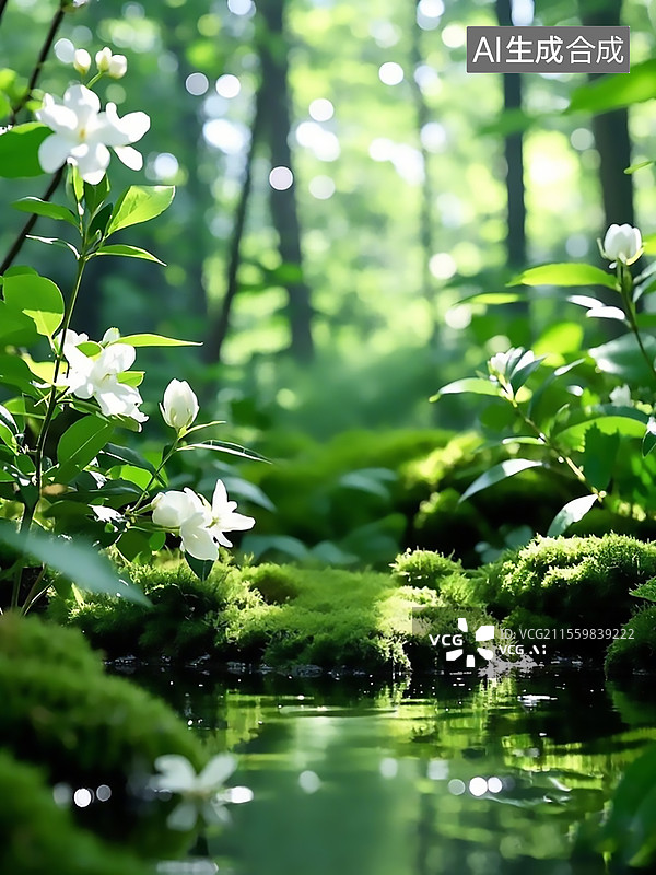 【AI数字艺术】绿色森林背景图片素材