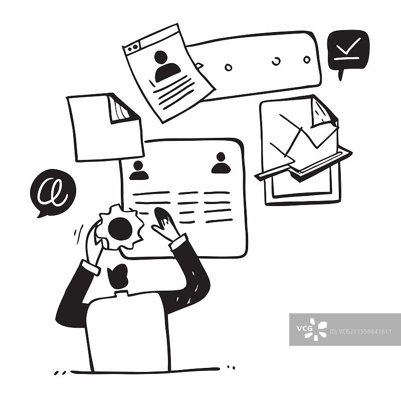 项目经理与电子邮件更新概念图片素材