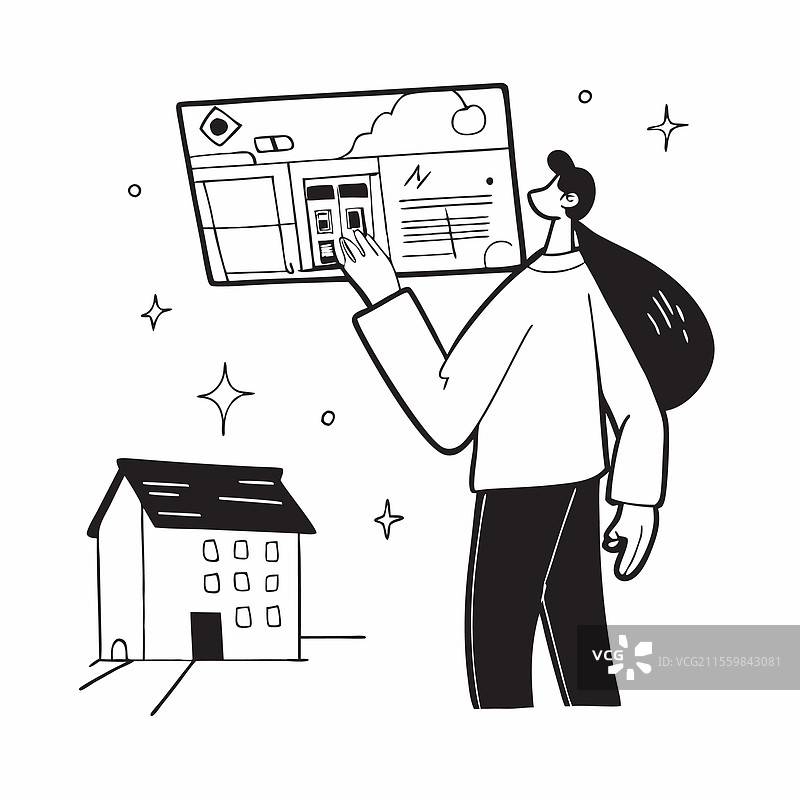 房地产影响者展示一座模型房屋图片素材