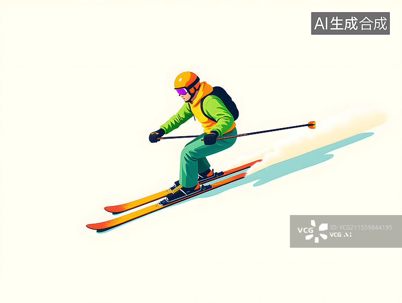 【AI数字艺术】冬天滑雪运动的场景插画图片素材