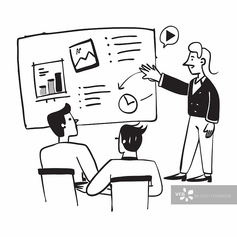 销售总监主持混合季度评审会议图片素材