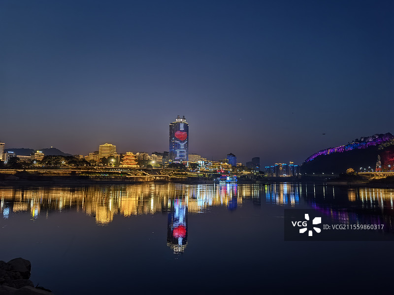 宜宾市合江门三江两岸大美夜景图片素材