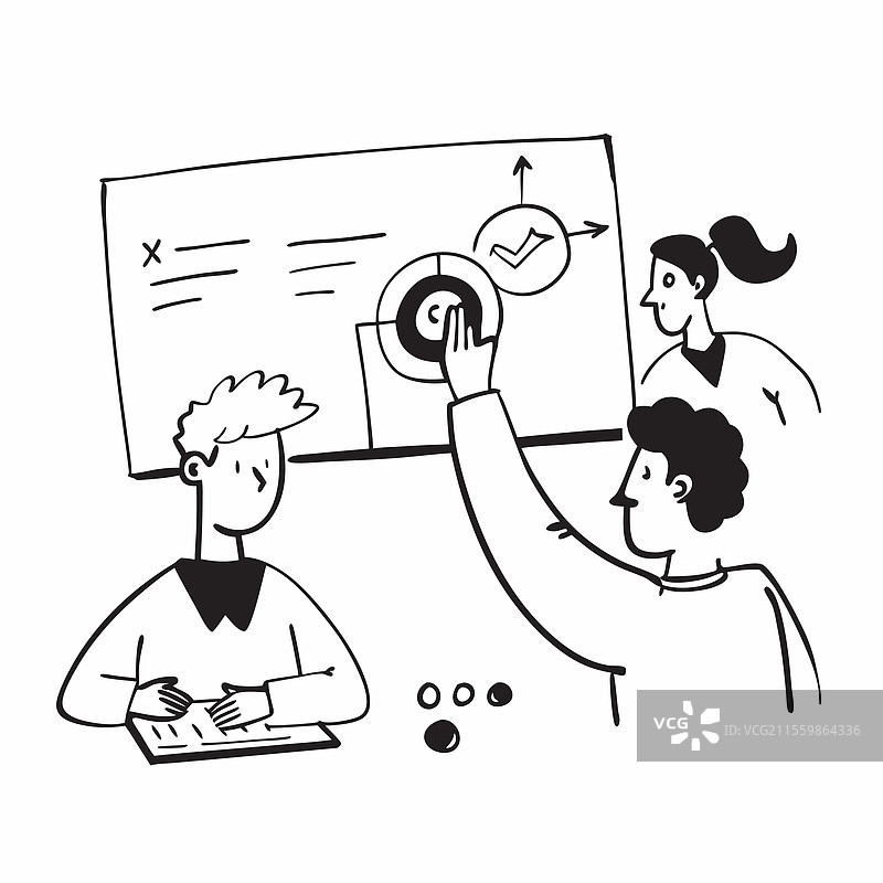 团队成员在讨论季度目标图片素材